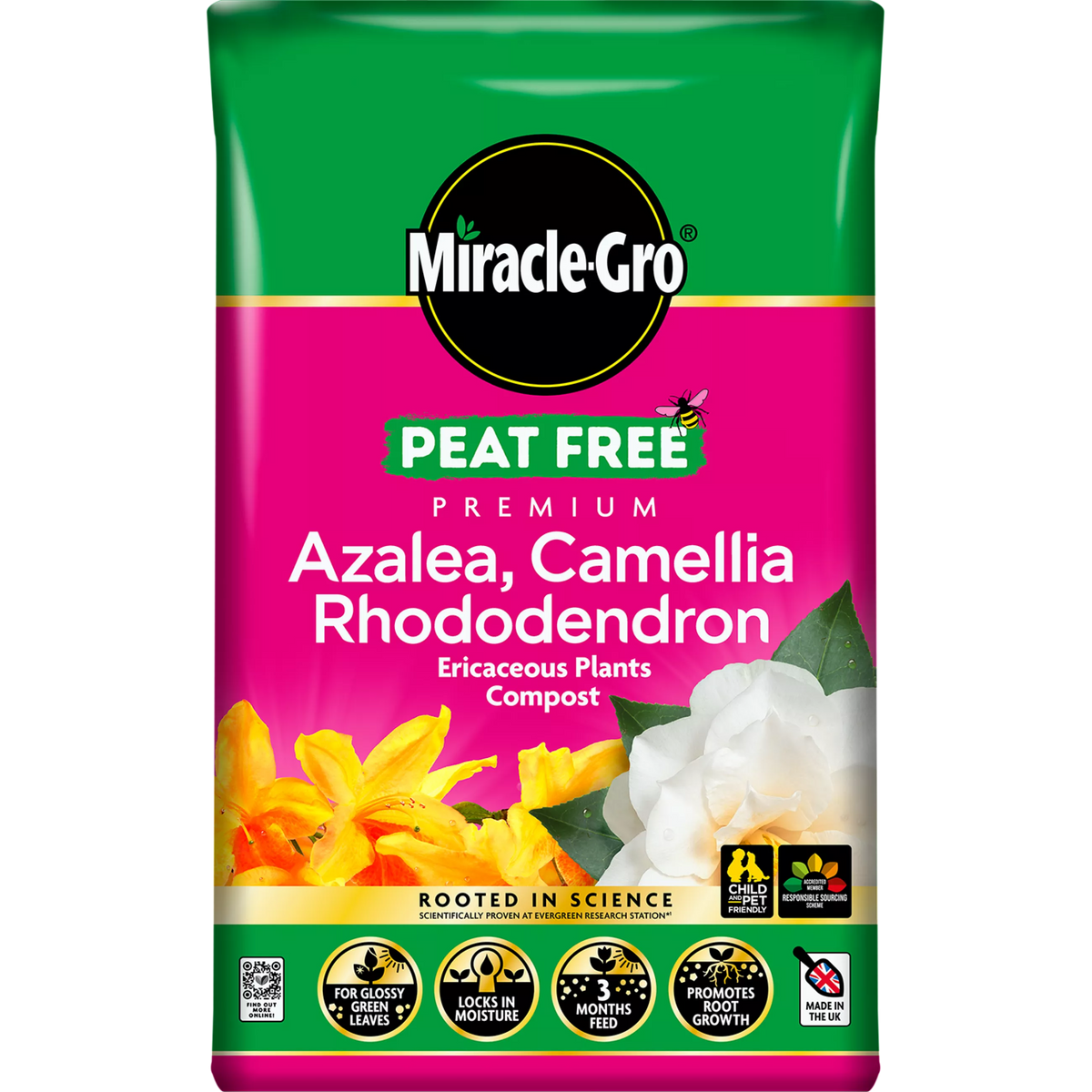 Miracle Gro Peat Free Premium Azalea, Camellia Rhododendron Ericaceous Plants Compost